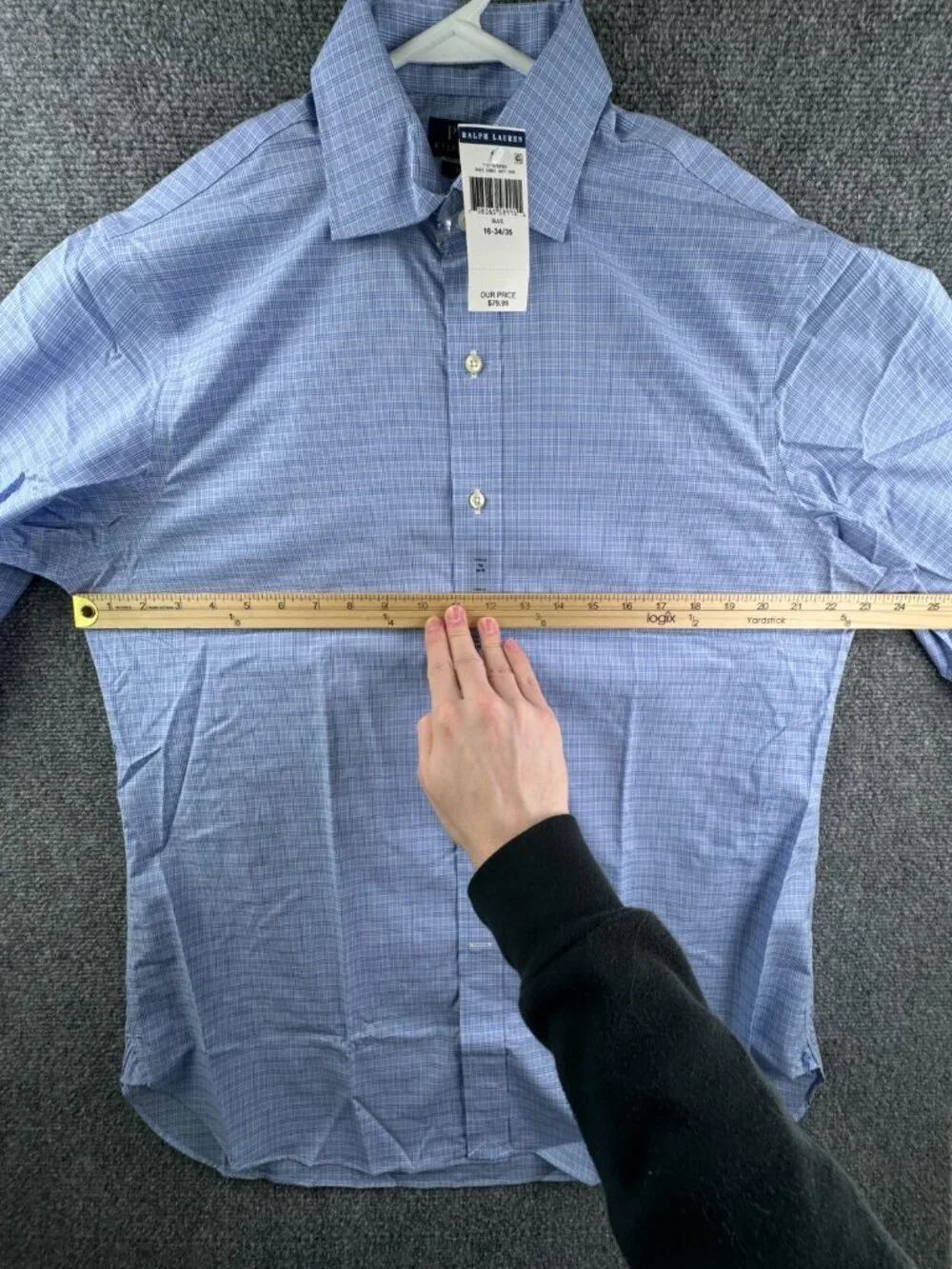 NWT Polo Ralph Lauren Men EASY CARE Button Up Shirt BLUE WHITE 16 34/35 Adult